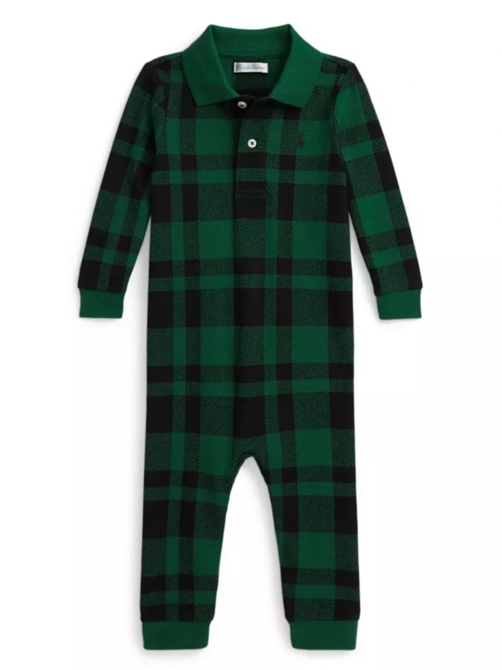 Baby Boys Plaid Cotton Mesh Polo Coverall 0/3